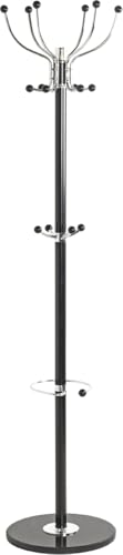 HAKU Coat rack, chrome, black, marble, metal coat rack – Dimensions: H 176 x Ø 38 cm, Style: Modern