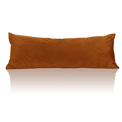 StangH Burnt Orange Body Pillow Cover, Super Soft Velvet Large Pillowcase for Pregancy/Baby, Holiday Home Decoration for All Seasons Sofa Bedroom, 20 x 54-inch, 1 Piece