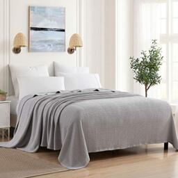 Sweet Home Collection 100% Fine Cotton Blanket Luxurious Weave Stylish Design Soft and Comfortable All Season Warmth, King, Silver