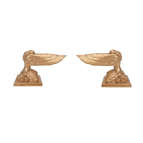 "2PCS Kneeling Ark Angel Statue, Ark of The Covenant Historic Model Replica, Religious Memorial Figurine for Indoor Outdoor, Movie Props, 9.4"" Long, Gold"