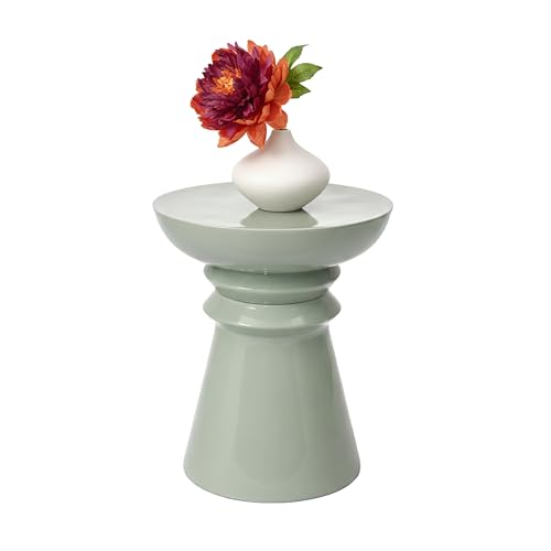 Relaxdays Side Table & Stool, Cone Design, Living Room Decor, HxD: 45 x 38 cm, Metal, Sage
