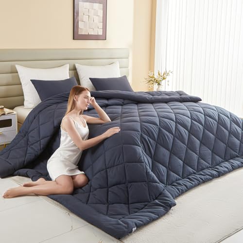 MIOTO Oversized King Comforter, Super King Comforter Oversized, All Season Soft Quilt Down Alternative Duvet Insert with 8 Corner Tabs(120x98, Grey)