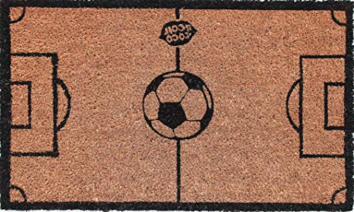 Coco&Coir Natural Coir - Non-Slip - Thick Coir - Premium Quality - Rubber Backed - Eco-Friendly - Indoor - Outdoor - Heavy Duty - Football Themed - Entrance Door Mat - 45 x 75 cm (The Game)
