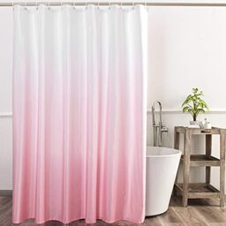 YI&ZE Ombre Shower Curtain Sets for Bathroom Accessories Fabric Polyester Waterproof Modern Shower Curtain Liner with 12 Hooks Pink W72xL72