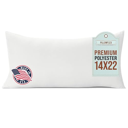 "Pillowflex Premium Polyester Pillow Insert - 14""x22"" Pillow Form - Machine Washable, Accent Throw Insert, Lumbar Pillow Insert for Sham - Back, Travel Pillow, Neck Pillow - 1 Decorative Pillow"
