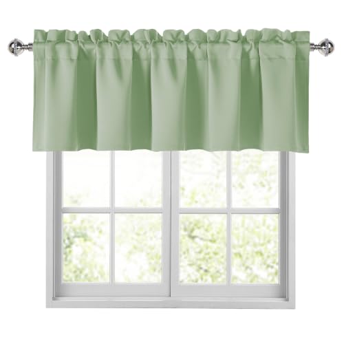 "JIUZHEN Seafoam Green Valances for Windows Rod Pocket Room Darkening Small Window Curtains for Kitchen/Bathroom, 52"" W x 18"" L, 1 Panel"