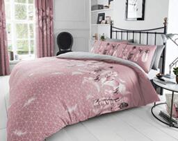 Gaveno Cavailia Luxurious Feathers Bed Set with Duvet Cover and Pillow Cases, Polyester-Cotton, [ Double-Pink ], Polycotton