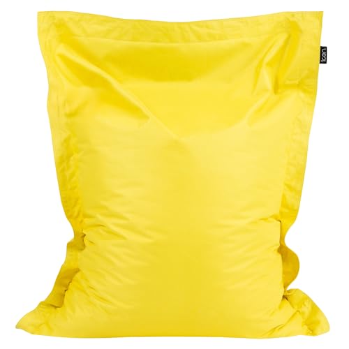 Bean Bag Bazaar Kids Bean Bag, Yellow, Outdoor Floor Cushion with Water Resistant Fabric, Large Beanbag with Filling Included, 125cm x 100cm, Kids Garden Chair, Childrens Chair, Outdoor Furniture