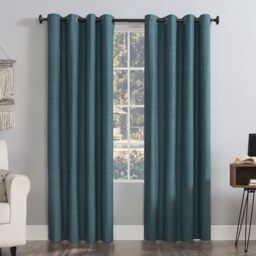 "Sun Zero Columbia Pair of Thermal Insulated Energy Saving Eyelet Curtains 100% Blackout 50"" x 95"" (127 x 241 cm) Teal"