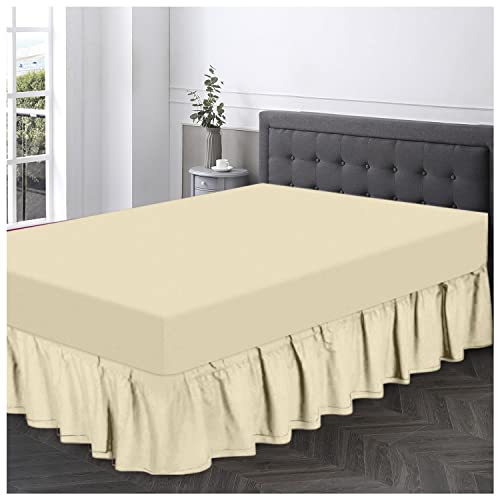 Gaveno Cavailia Super Soft Plain Dyed Diamond Valance Sheet [ Single - Cream ]