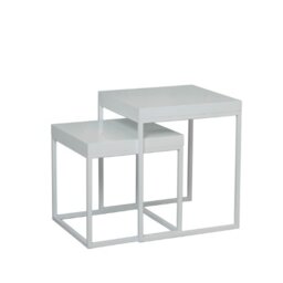 TemaHome Honeycomb Panel Plus Metal Prairie Nesting Side Tables with High Gloss White Plus White Lacquered Feet, 50 x 50 x 65 cm, White