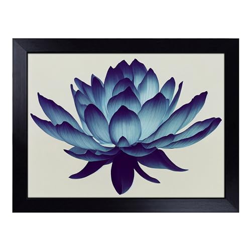 Lap Tray with Bean Bag Cushion, Staggering Lotus Flower - Handmade in the UK, Raised Wooden Edge, Padded Cushion, Heat-Resistant Wipe-Clean Surface, for Meals, Laptops and Crafts