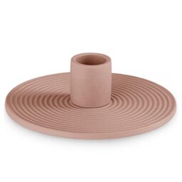 AmeliaHome Ceramic Candle Holder 12 x 3.5 cm Morab Dusky Pink