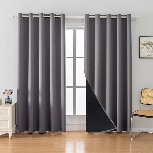 Anytime 100% Blackout Curtain Set, Thermal Insulated & Energy Efficiency Window Draperies for Guest Room, Full Shading Panels for Shift Worker and Light Sleepers???Grey, 2 Panels, 70W x 108L???