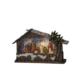 Konstsmide LED Snow Globe Christmas Nativity/Water Filled/Christmas Decorations Indoor Battery Lights/Timer/Battery Operated: 3xC 1.5V (excl.) or USB (Inc)