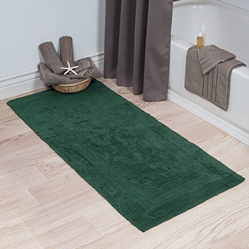 Lavish Home Bath Mat - 60x24-Inch Plush Cotton Bathroom Runner - Machine Washable Bath Mats for Bathroom, Kitchen, or Laundry Room (Green)