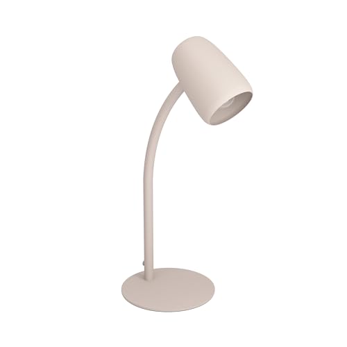 Eglo Bedside Table lamp Carlo, Office Desk Light with Flexible arm, Living Room and Bedroom Lighting for Reading, Sand Beige Metal, E14 Socket