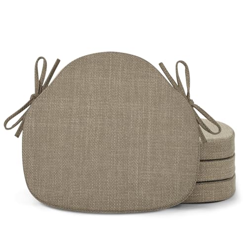 Shinnwa Dining Chair Cushions Set of 4 Windsor Chair Pads for Dining Room Memory Foam Seat Cushions for Kitchen Chairs with Ties & Textured Cover, 4 Pack, 16.5 x 15.5 x 2 Inches