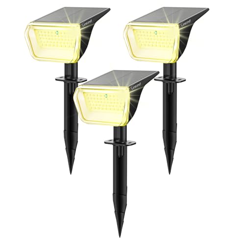 Linkind Solar Lights Outdoor Garden,Extra-Long Illumination Time Solar Garden Lights with Winter Mode,800LM, 3000K Warm White, IP67 Waterproof Wall Light for Yard Driveway Porch Walkway, 3-Pack