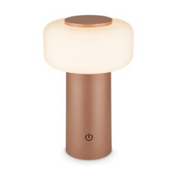 BRILONER - Rechargeable LED table lamp IP44 with touch, dimmable, replaceable battery, LED light, battery table lamp, bedside, no cord, outdoor, 13x20.6 cm, coffee
