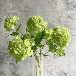 YalzoneMet RUZUQE 4pcs Viburnum Artificial Flower Snowball 26.8'' Long Stem Green Small Hydrangea Flower Real Touch Lifelike Latex Flower for Home Christmas Decoration Xmas Table Flower