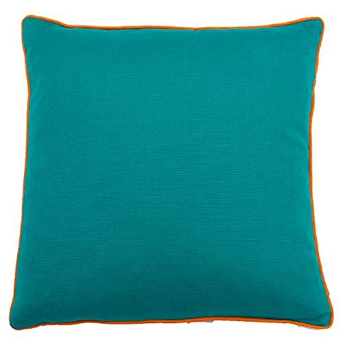 Riva Paoletti Bamboo Polyfilled Cushion, Turquoise/Orange, 45 x 45cm
