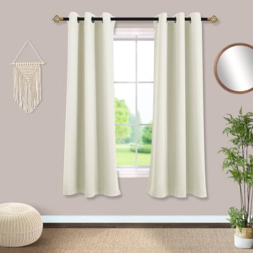 Mrs.Naturall Farmhouse Blackout Curtains for Bedroom,63 Inch Curtains Length for Living Room,Cream Off White Ivory