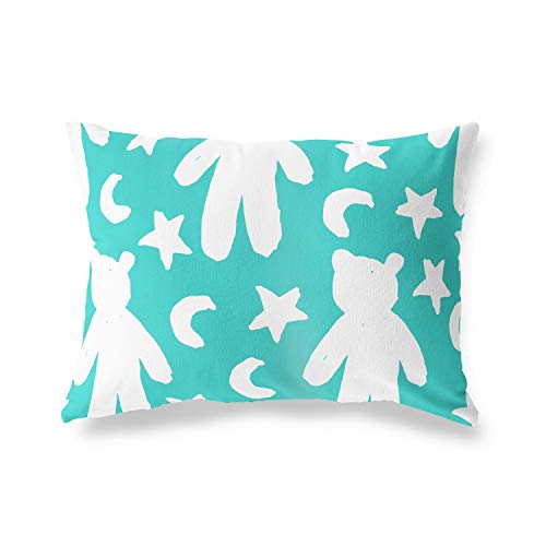 BonaMaison Decorative Cushion Cover, Turquoise-White Throw Pillow Covers, Home Decorative Pillowcases for Livingroom, Sofa, Bedroom, Size: 45X60 Cm - Designed and Manufactured in Turkey