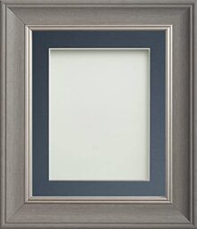Frame Company Drummond Range Gunmetal Grey 14x11 inch Picture Photo Frame with Blue Mount for Image 10x7 inch * Choice of Sizes* Fitted with Real Glass