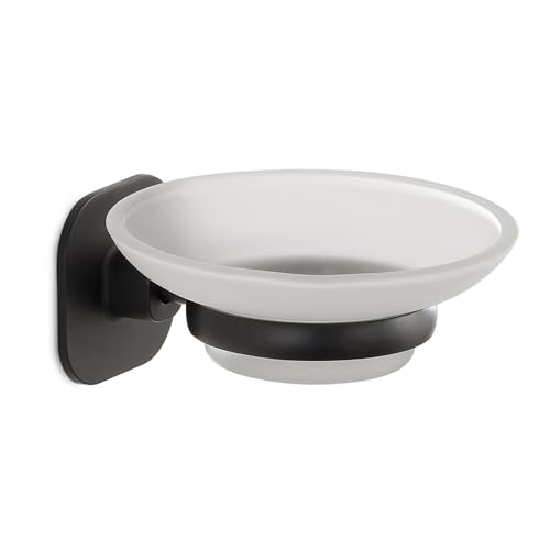 GEDY Teide Soap Dish Stainless Steel and Cromall Black Finish, Dimensions 5.2 x 11 x 11 cm and Weight 0.294 kg