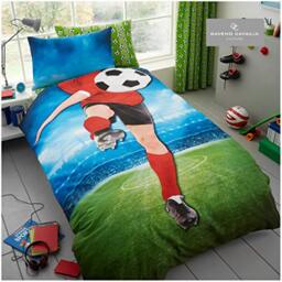 Gaveno Cavailia Kids Panel Duvet Set Football Single Children Character Bedding 2 Piece Printed Reversible Bedlinen Easy Care Bedset 1 Quilt Cover and 1 Matching Pillow Case