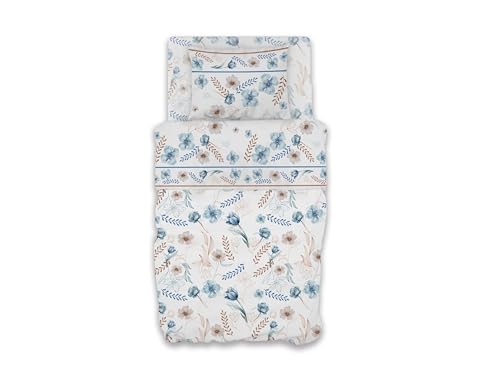 GEMITEX Cotton Bed Set, 100% Cotton, Breathable, Free of Harmful Substances, Certified Quality Standard 100 by OEKO-TEX Confidence in Textile, Single, G21/Blue, Designed in Italy