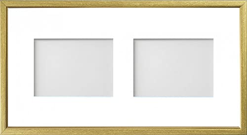 Frame Company Drayton Multi Aperture Photo Frame, Gold with Gold Inset, 20x10 for 7x5 inch (x2)