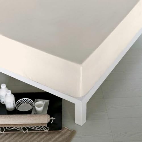 NATURALS Fitted Sheet, Beige, Bed 170 x 200 cm