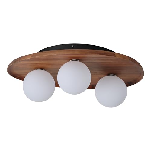 OSRAM Decor Acacia Nest Ceiling Light, Acacia Wood Brown, G9 Version, Metal, Glass, Textile Cable