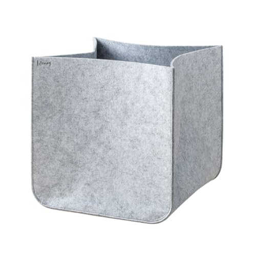 LIFENEY Storage Box Size M - Cupboard Organiser from the Organize Your Closet Series - For Storage Space & Tidy in the Wardrobe - 33 x 33 x 33 cm, Material: Felt, Colour: Grey