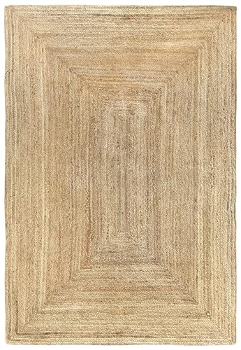 HAMID Rug Jute Alhambra Natural Colour, Jute Rug, Area Rug 100% Jute Fibre Hand Wovem, Braided Rug for Home, Living Room, Floor Carpet..(170x120cm)