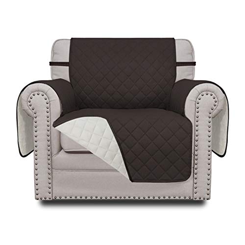 Easy-Going Chair Sofa Slipcover Reversible Sofa Cover Water Resistant Couch Cover Furniture Protector Cover with Elastic Straps for Pets Kids Children Dog Cat (Chair, Chocolate/Ivory)