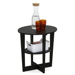 Furinno JAYA 2-Tier Round Side Table with Oval Tabletop, Walnut