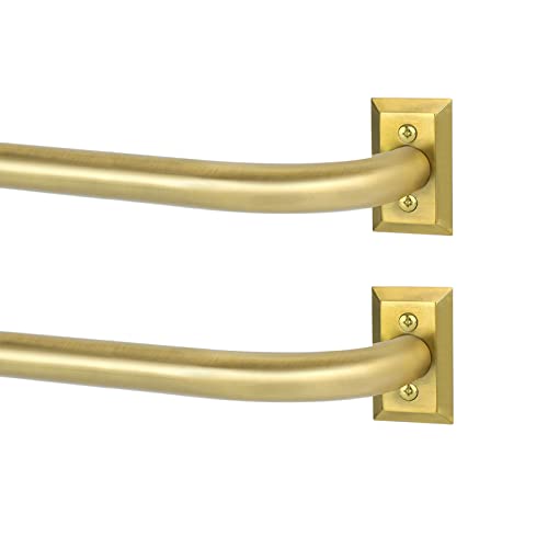 "Gold Wrap Around Curtain Rods,2 Pack Gold Curtain Rods for windows 48 to 84 Inch(4-7Ft),Adjustable Blackout Curtain Rod,1"" Diameter Window Curtains Rod,Room Darkening Drapery Rods 48-90"",Brushed Gold"