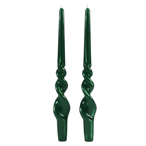 2 Candlestick Willed Craftsmanship - Dark Green - Height 30 cm