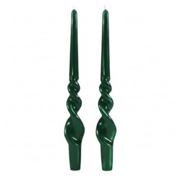 2 Candlestick Willed Craftsmanship - Dark Green - Height 30 cm