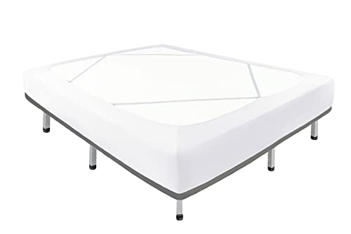 Biscaynebay Decorative Box Spring Cover Twin & Twin XL Size, White Luxurious Jersey Knitting Stretchy Wrap Around 4 Sides Bedskirt for Home/Hotels, Easy Fit Wrinkle Free Machine Washable