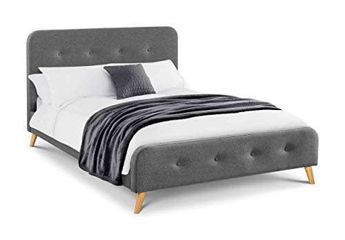 Julian Bowen Astrid Fabric Button Bed, King, Linen, Grey - W159 x D205cm