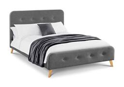 Julian Bowen Astrid Fabric Button Bed, King, Linen, Grey - W159 x D205cm