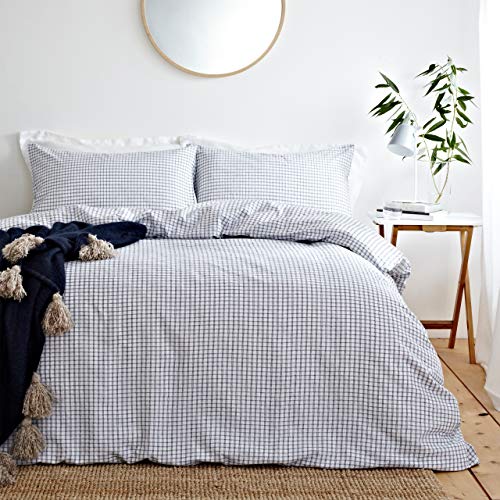 Yard The Linen Signature Hazzy King Duvet Cover Set, Cotton, Blue