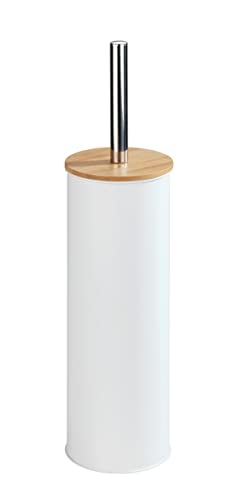 Wenko Tortona white toilet set - toilet brush holder, closed form, metal, 9.5 x 38.5 x 9.5 cm, white, 395 grams