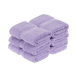 Superior 900 Gram 100% Premium Long-Staple Combed Cotton 6-Piece Face Towel Set, Purple