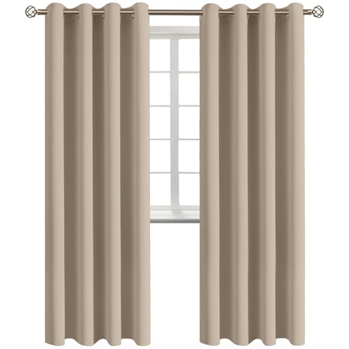 BGment Blackout Curtains - Grommet Thermal Insulated Room Darkening Bedroom and Living Room Curtains, Set of 2 Panels (46 x 84 Inch, Sand)