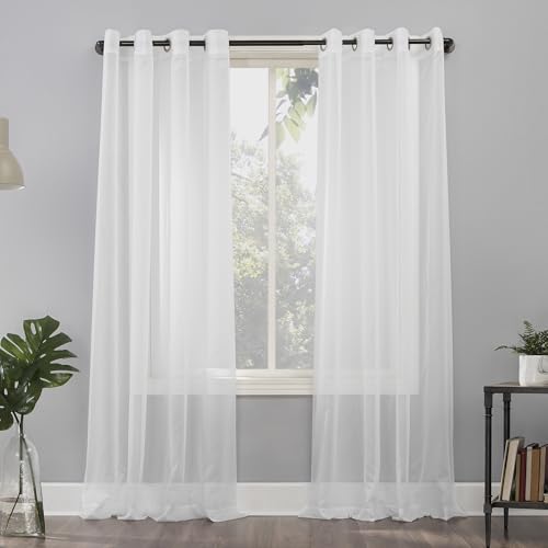 "No. 918 Voile Sheer Grommet Curtain Panel, Polyester, White, 59"" W x 108"" L (Pack of 1)"